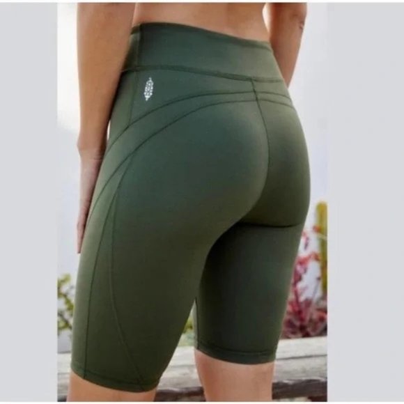 Free People Pants - FREE PEOPLE MOVEMENT Biker Baby Green Biker Shorts High Rise Small S Olive